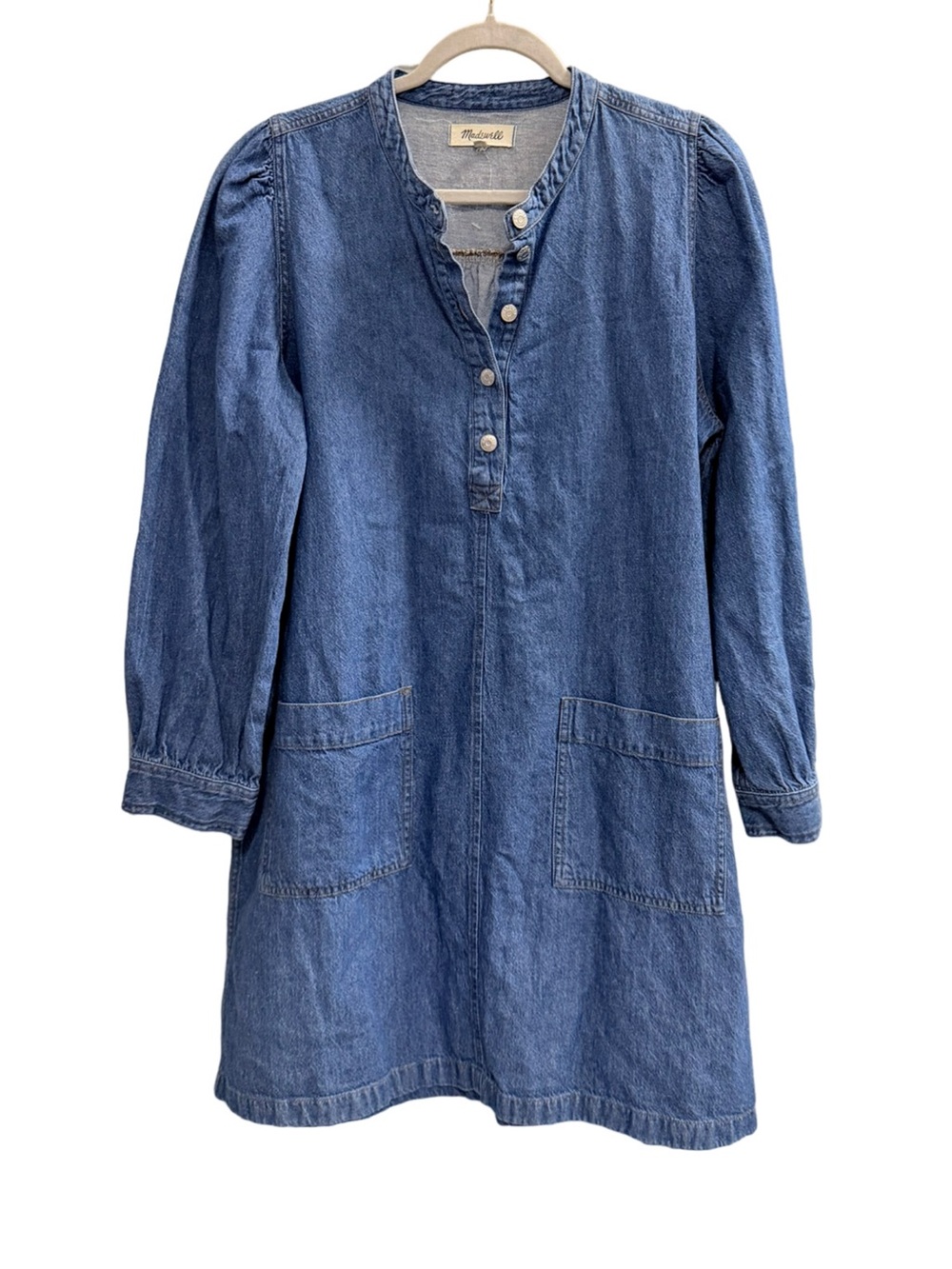 MADEWELL Denim Patch Pocket Popover Shirtdress Blue Size XL - Picture 2 of 10